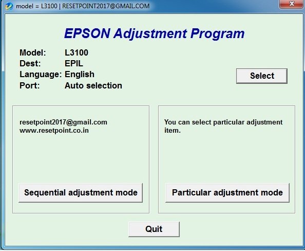 Epson L3100 Resetter Download