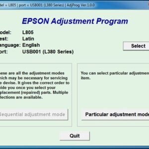 Epson L805 Resetter Adjustment Program